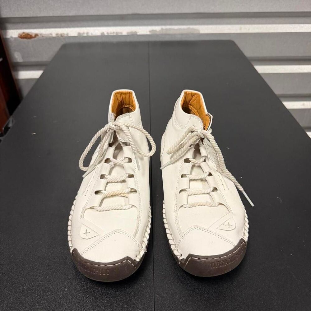 Greks Men's White and Cream leather Sandals